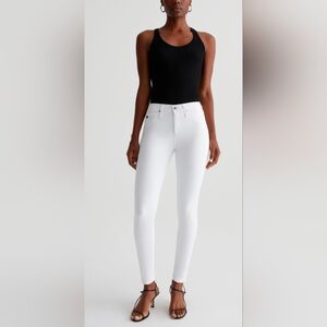 AG Woman's White Super Skinny Legging Ankle Crop Jeans